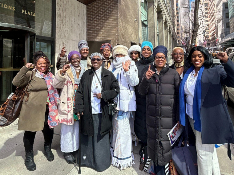 Million Woman March and Birth of a New Nation Global Peace Summit Organizers Unite Outside the United Nations Plaza Headquarters at the 68th Annual Commission on the Status of Women (CSW68)