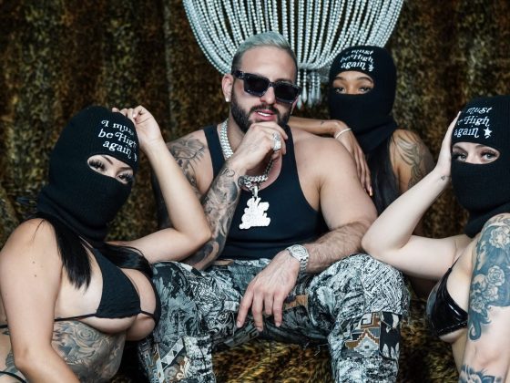 celebrity rapper MaxWIdBandz with 3 models ofr IMUSTBEHIGHAGAIN clothing brand