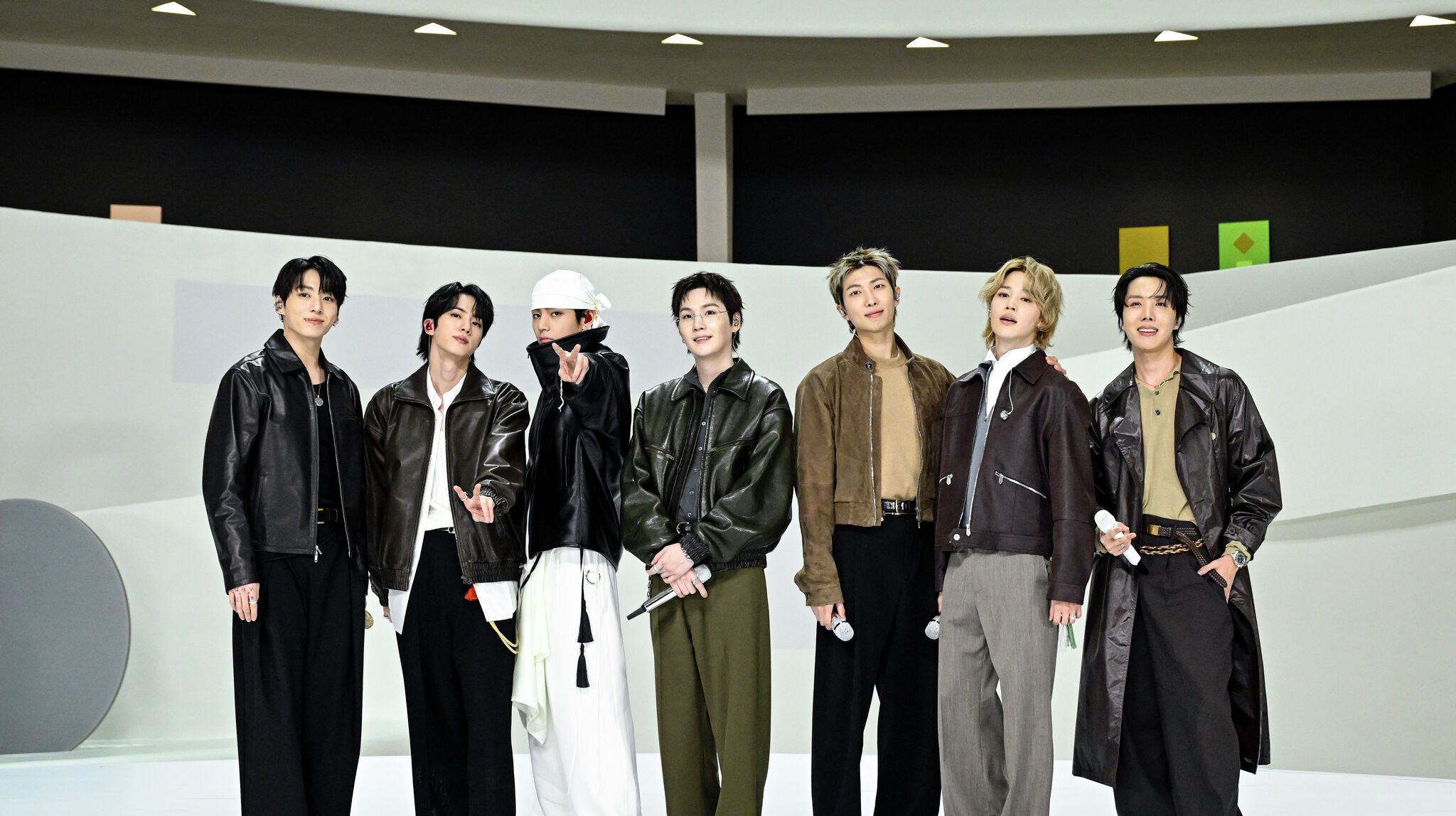 BTS posing together during the 2026 ARIRANG era