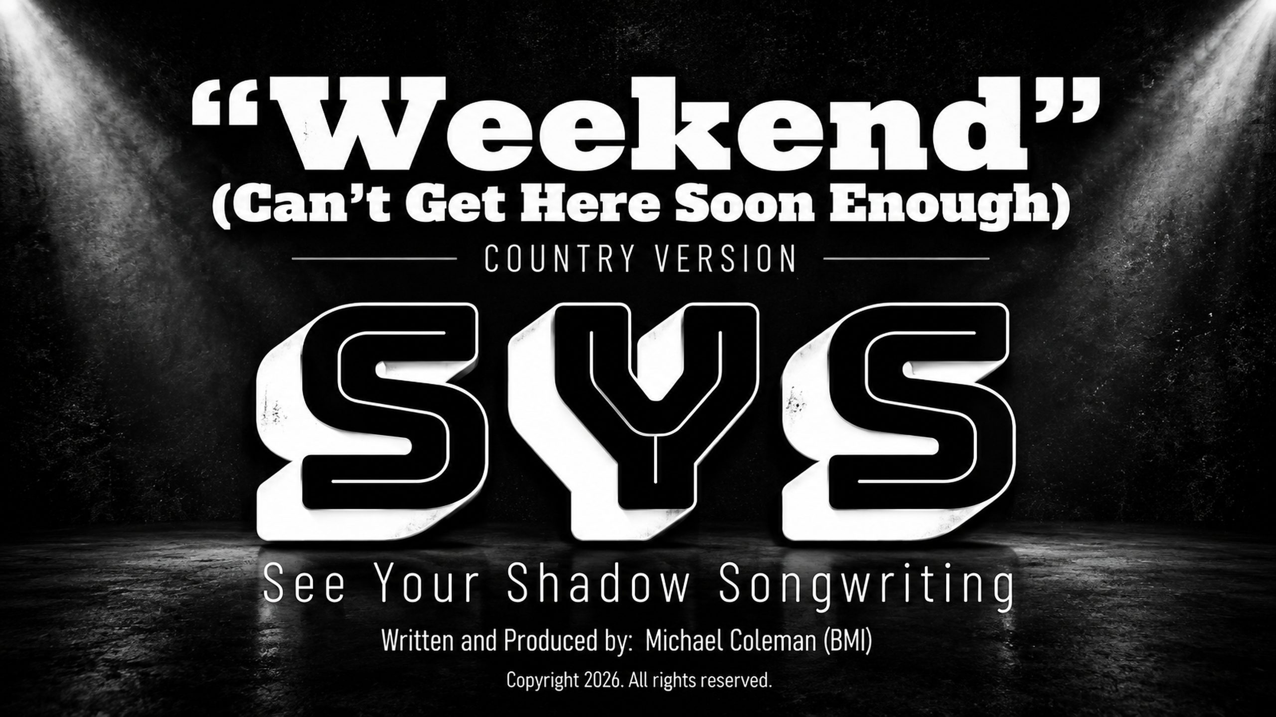 Reconstructed black-and-white landscape artwork for See Your Shadow’s Weekend (Can't Get Here Soon Enough), Country Version.