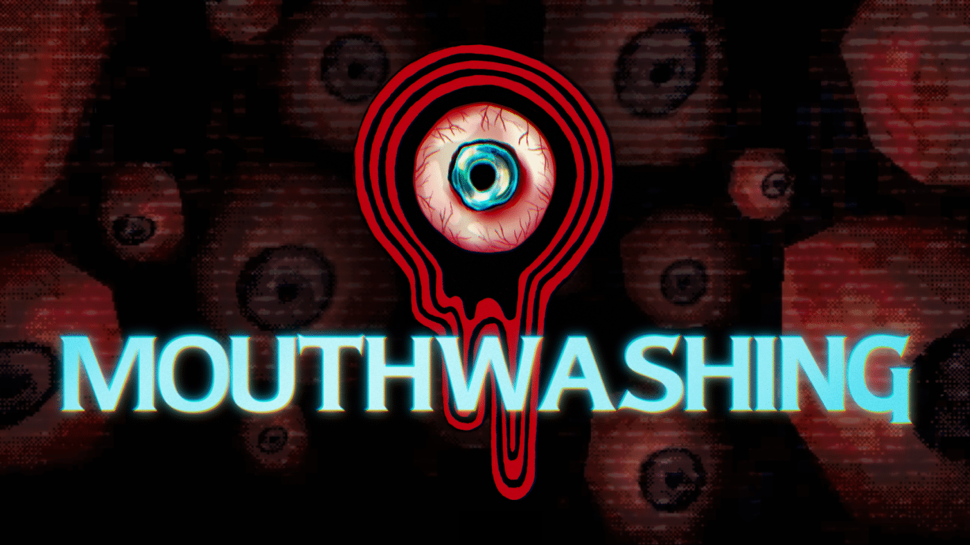 Official Mouthwashing game key art with the title and stylized eye