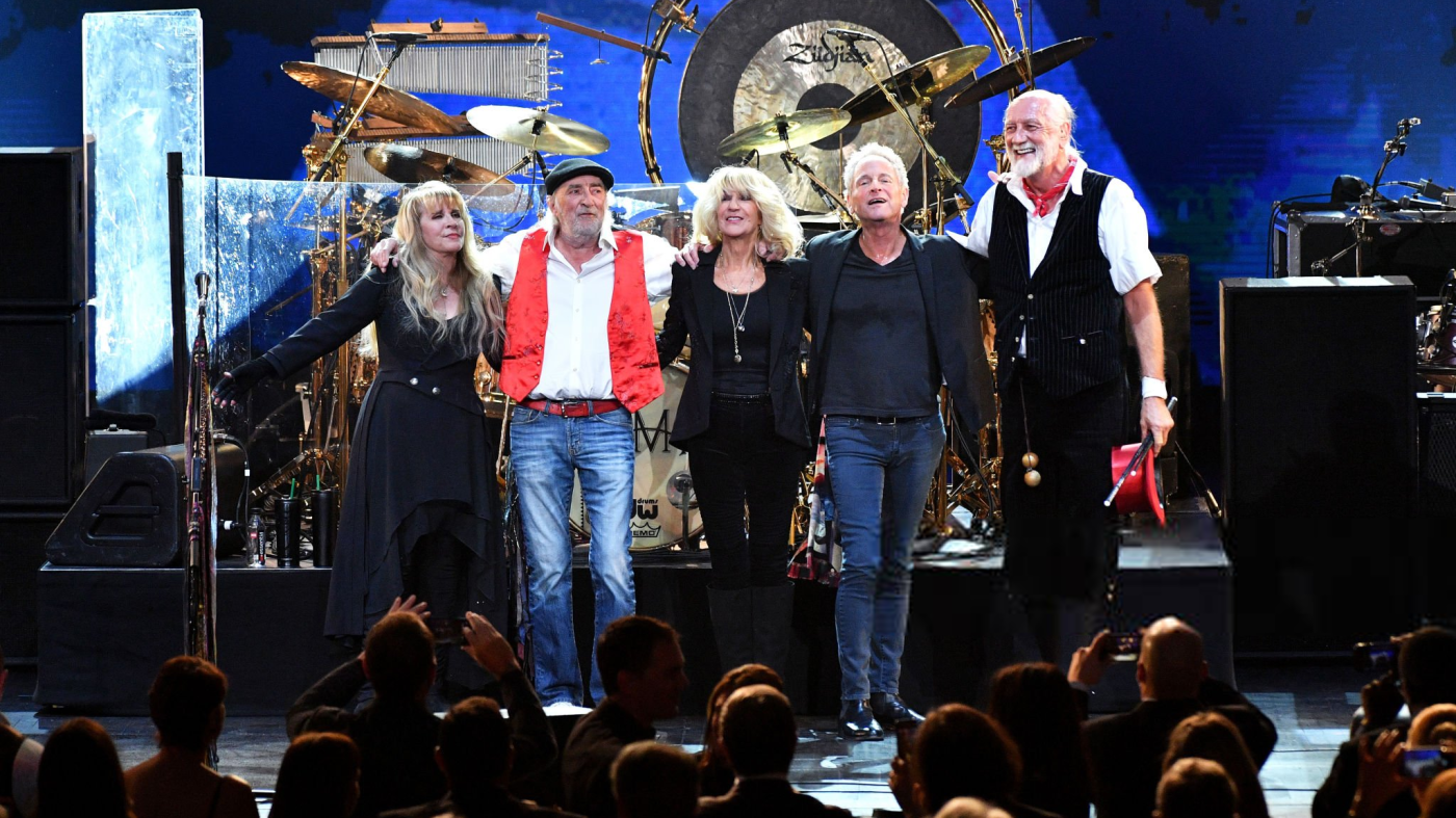 Fleetwood Mac - NEW YORK, NY - JANUARY 26: (L-R) Honorees Stevie Nicks, John McVie, Christine McVie, Lindsey Buckingham and Mick Fleetwood of Fleetwood Mac seen onstage during MusiCares Person of the Year honoring Fleetwood Mac at Radio City Music Hall on January 26, 2018 in New York City. (Photo by Dia Dipasupil/Getty Images)