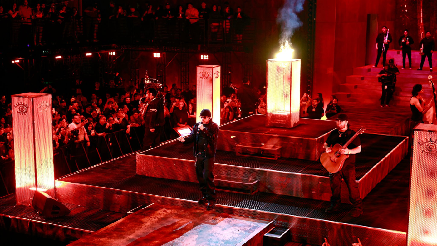 Fuerza Regida - GLENDALE, CALIFORNIA - NOVEMBER 06: Fuerza Regida performs onstage during Amazon Music Live Season 4 at East End Studios on November 06, 2025 in Glendale, California. (Photo by Frazer Harrison/Getty Images for Amazon Music)