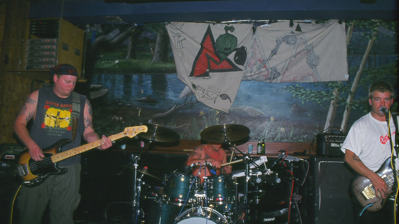 Sublime - American band Sublime performs on stage at Wetlands Preserve nightclub, New York, New York, April 15, 1995. Pitcured are, from left, musicians Eric Wilson, Floyd 'Bud' Gaugh, and Bradley Nowell (1968 - 1996). (Photo by Steve Eichner/Getty Images)