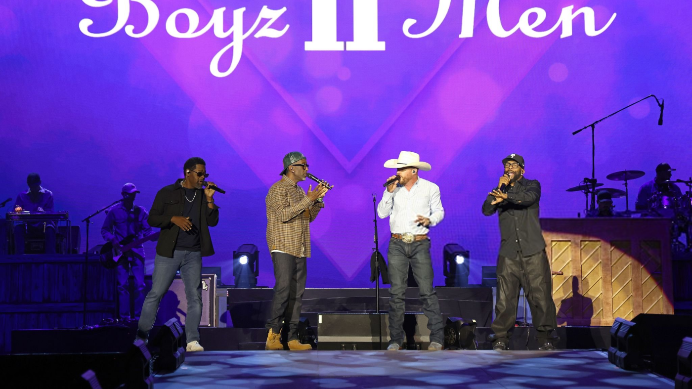 Boyz II Men - INDIO, CALIFORNIA - APRIL 24: (FOR EDITORIAL USE ONLY) (NOT TO BE LICENSED FOR ANY STANDALONE OR SPECIAL INTEREST BOOK PUBLISHING USE CONCERNING THE COACHELLA MUSIC FESTIVAL AND/OR STAGECOACH MUSIC FESTIVAL) (L-R) Shawn Stockman and Nathan Morris of Boyz II Men, Cody Johnson and Wanya Morris of Boyz II Men perform at the T-Mobile Mane Stage during the 2026 Stagecoach Festival at Empire Polo Club on April 24, 2026 in Indio, California. (Photo by John Shearer/Getty Images for Stagecoach)