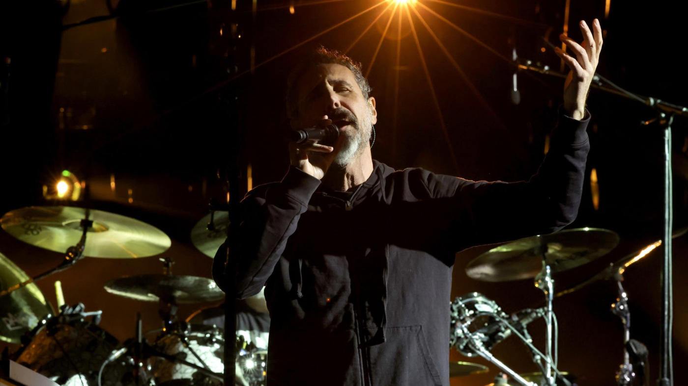 Serj Tankian - LOS ANGELES, CALIFORNIA - FEBRUARY 04: Serj Tankian of System of a Down performs at the Banc of California Stadium on February 04, 2022 in Los Angeles, California. (Photo by Kevin Winter/Getty Images)